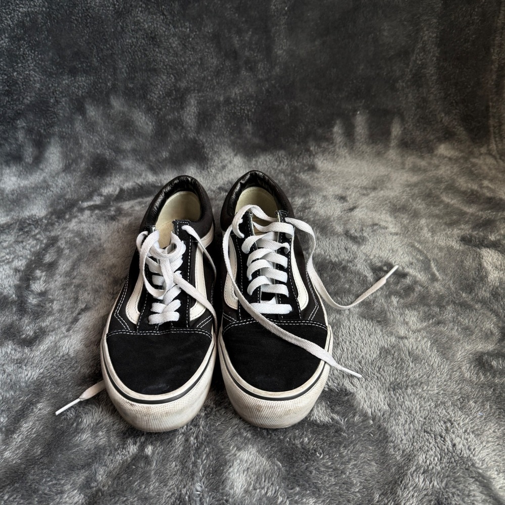 Vans Old Skool Stacked Black White Platform Sneakers Mens 5.5 Women 7.0 Low Top